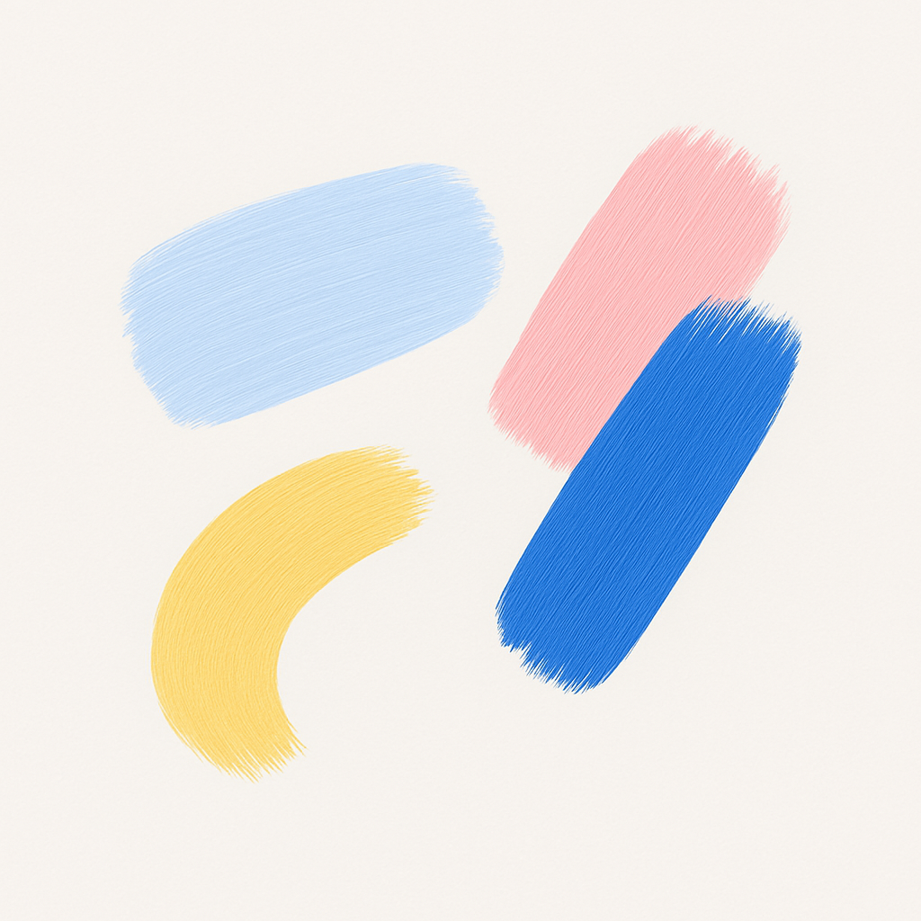 Colorful brush strokes on white background
