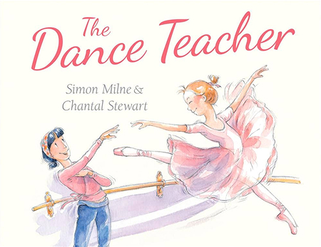 Ballet teacher guiding young dancer at barre.