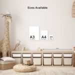 Portrait poster sizes A3, A4, A5 in children's room.