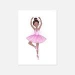Illustration of a ballerina in pink tutu dancing no frame