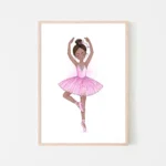 Illustration of a ballerina in a pink dress - timber frame