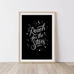 Inspirational poster with 'Reach for the Stars' quote.