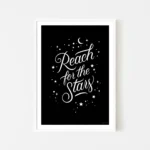 Black inspirational poster: Reach for the Stars - white frame print