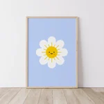 Cute smiling sun with flower petals art.