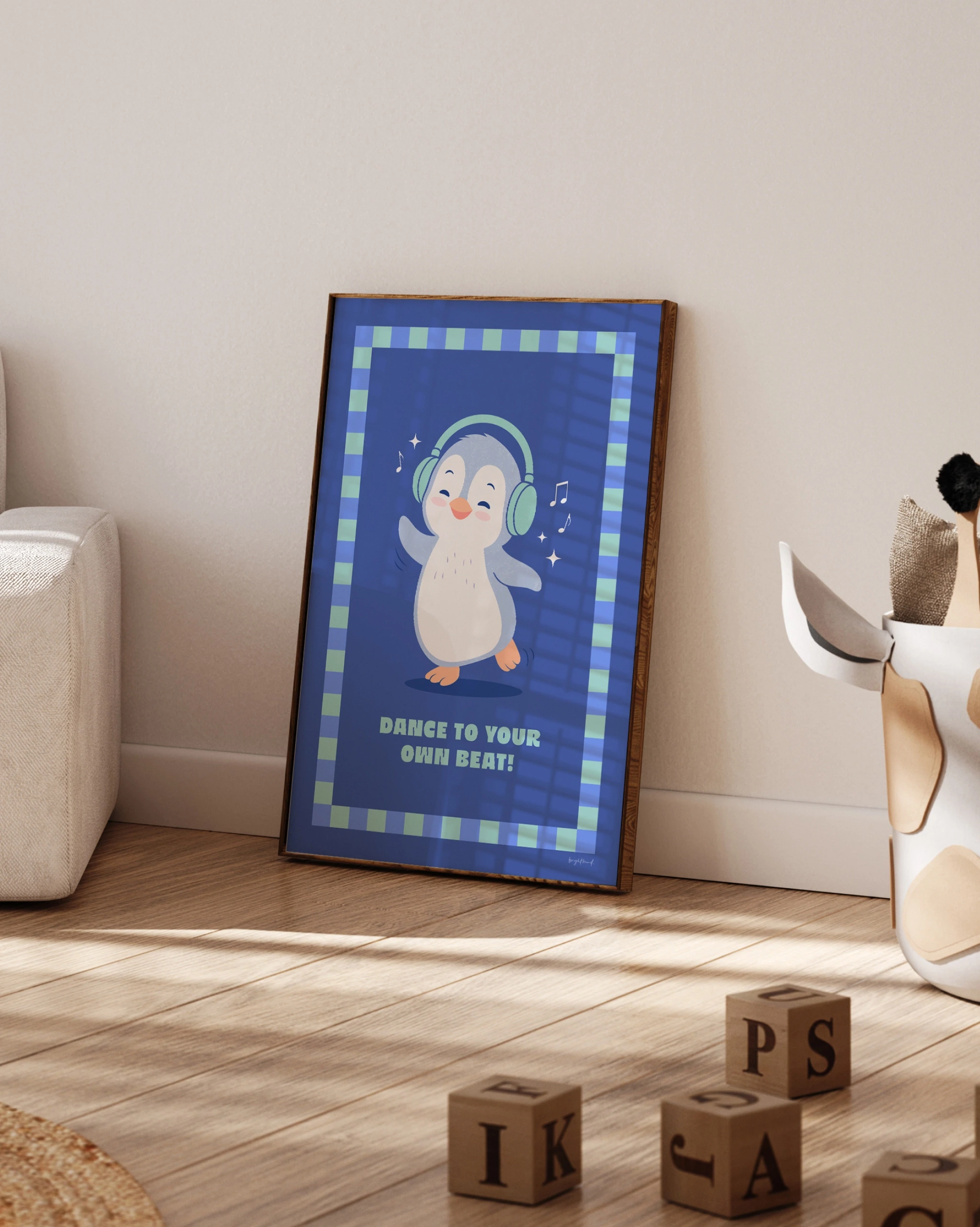 Cute penguin poster with motivational quote
